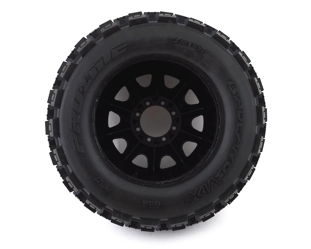 Pro-Line Badlands MX38 3.8" Tire w/Raid 8x32 Wheels (Black) (2) (M2) w/Removable Hex 2 Pro-Line Badlands MX38 3.8" Tire w/Raid 8x32 Wheels (Black) (2) (M2) w/Removable Hex - Image 2