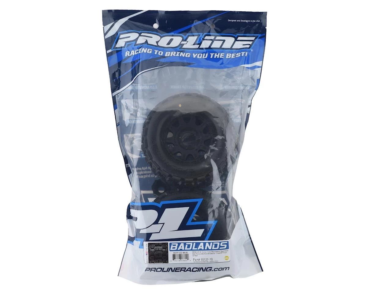 Pro-Line Badlands MX38 3.8" Tire w/Raid 8x32 Wheels (Black) (2) (M2) w/Removable Hex 4 Pro-Line Badlands MX38 3.8" Tire w/Raid 8x32 Wheels (Black) (2) (M2) w/Removable Hex - Image 4