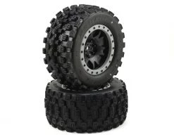 Pro-Line Sales Store 33 Pro-Line X-Maxx Badlands MX43 Pro-Loc Pre-Mounted All Terrain Tires (MX43) w/Impulse Pro-Loc Wheels (Black) (2)