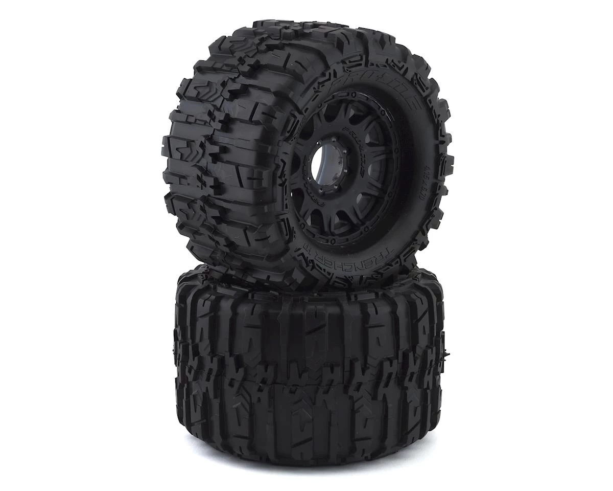 Pro-Line Trencher HP Belted 3.8" Pre-Mounted Truck Tires (2) (Black) (M2) w/Raid Wheels 1 Pro-Line Trencher HP Belted 3.8" Pre-Mounted Truck Tires (2) (Black) (M2) w/Raid Wheels