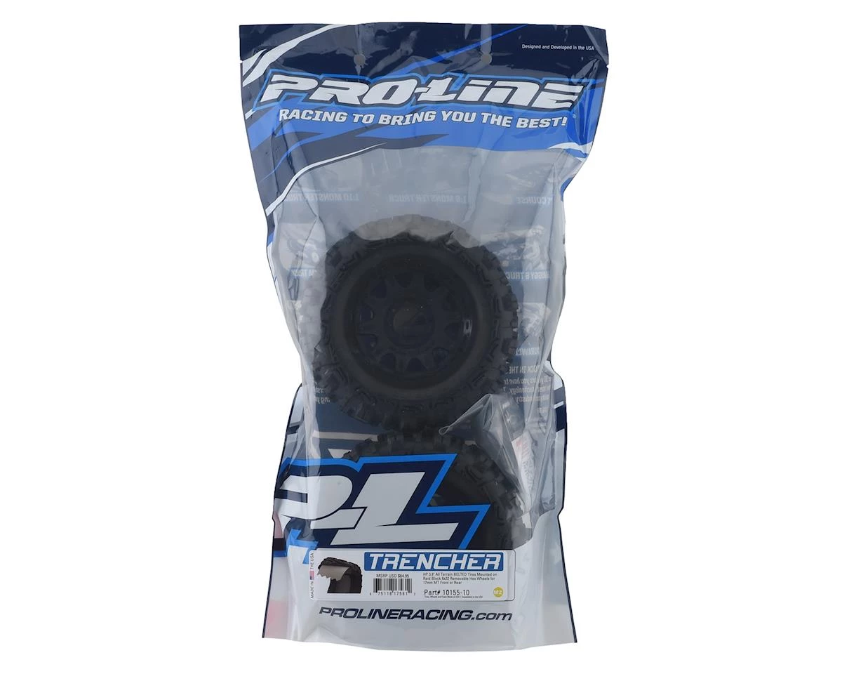 Pro-Line Trencher HP Belted 3.8" Pre-Mounted Truck Tires (2) (Black) (M2) w/Raid Wheels 3 Pro-Line Trencher HP Belted 3.8" Pre-Mounted Truck Tires (2) (Black) (M2) w/Raid Wheels - Image 3