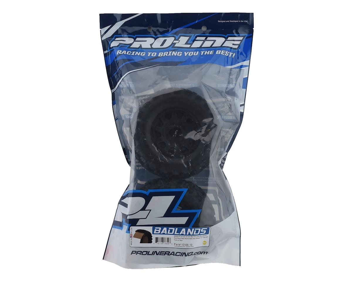 Pro-Line Badlands MX38 HP Belted 3.8" Pre-Mounted Truck Tires (2) (Black) (M2) w/Raid Wheels 4 Pro-Line Badlands MX38 HP Belted 3.8" Pre-Mounted Truck Tires (2) (Black) (M2) w/Raid Wheels - Image 4