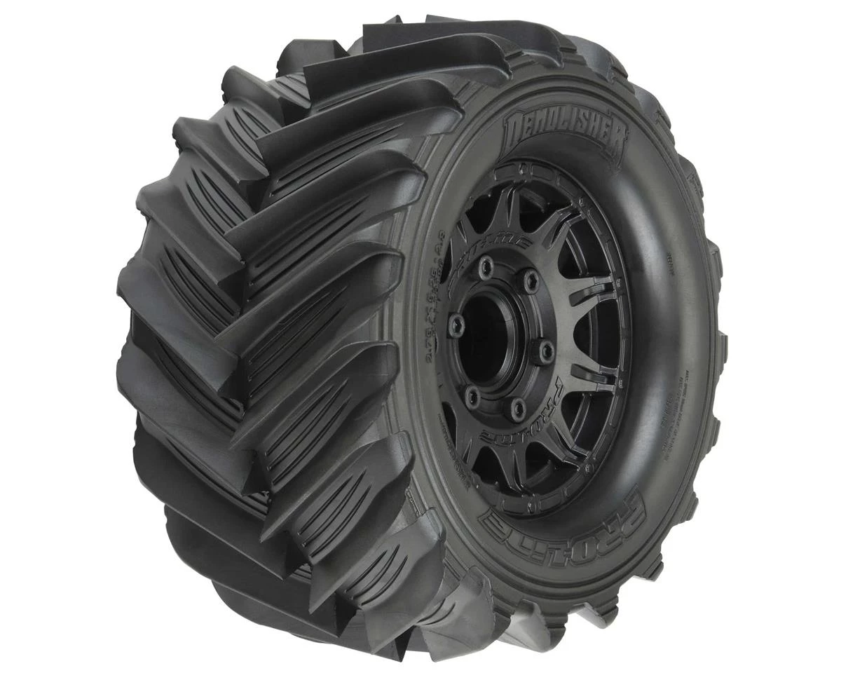 Pro-Line Demolisher 2.8" Pre-Mounted Tires w/Raid 6x30 Wheels (2) (Black) w/Removable Hex 1 Pro-Line Demolisher 2.8" Pre-Mounted Tires w/Raid 6x30 Wheels (2) (Black) w/Removable Hex