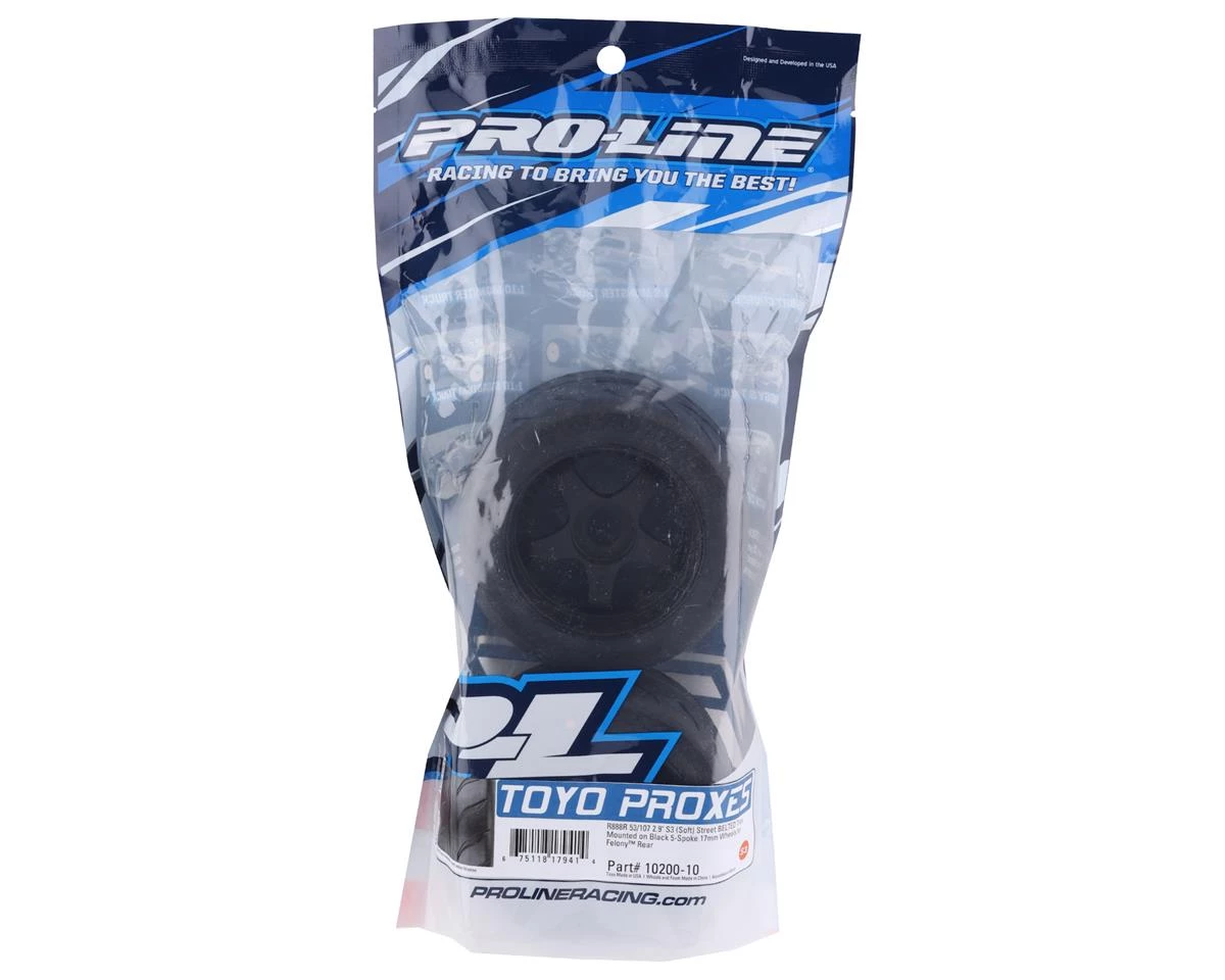 Pro-Line Toyo Proxes R888R 53/107 2.9 Belted 5-Spoke Mounted Rear Tires (2) (S3) 3 Pro-Line Toyo Proxes R888R 53/107 2.9 Belted 5-Spoke Mounted Rear Tires (2) (S3) - Image 3