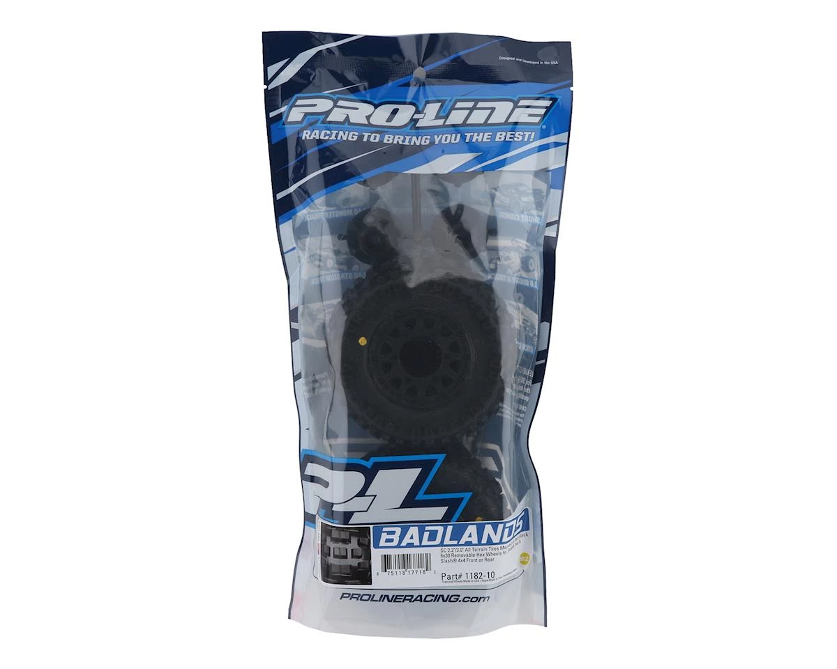 Pro-Line Badlands SC 2.2/3.0 Tires w/Raid Wheels (Black) (2) (M2) w/12mm Removable Hex 4 Pro-Line Badlands SC 2.2/3.0 Tires w/Raid Wheels (Black) (2) (M2) w/12mm Removable Hex - Image 4