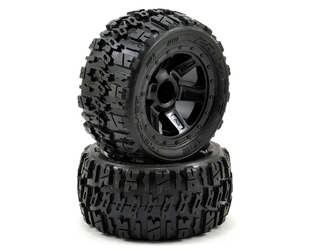 Pro-Line Pre-Mounted Trencher Desperado Wheels (2) (1/16 E-Revo) (Black) 1 Pro-Line Pre-Mounted Trencher Desperado Wheels (2) (1/16 E-Revo) (Black)