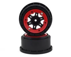 Pro-Line Split Six Bead-Loc Short Course Rear Wheels (Black/Red) (2) w/12mm Hex (Slash Rear)