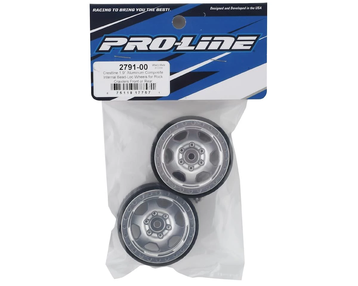 Pro-Line Crestline 1.9" Aluminum Composite Internal Bead-Loc Wheels (Silver) (2) 4 Pro-Line Crestline 1.9" Aluminum Composite Internal Bead-Loc Wheels (Silver) (2) - Image 4
