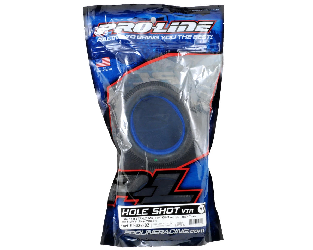 Pro-Line Hole Shot VTR 4.0" 1/8 Truggy Tires w/Foam (2) (M3) 2 Pro-Line Hole Shot VTR 4.0" 1/8 Truggy Tires w/Foam (2) (M3) - Image 2