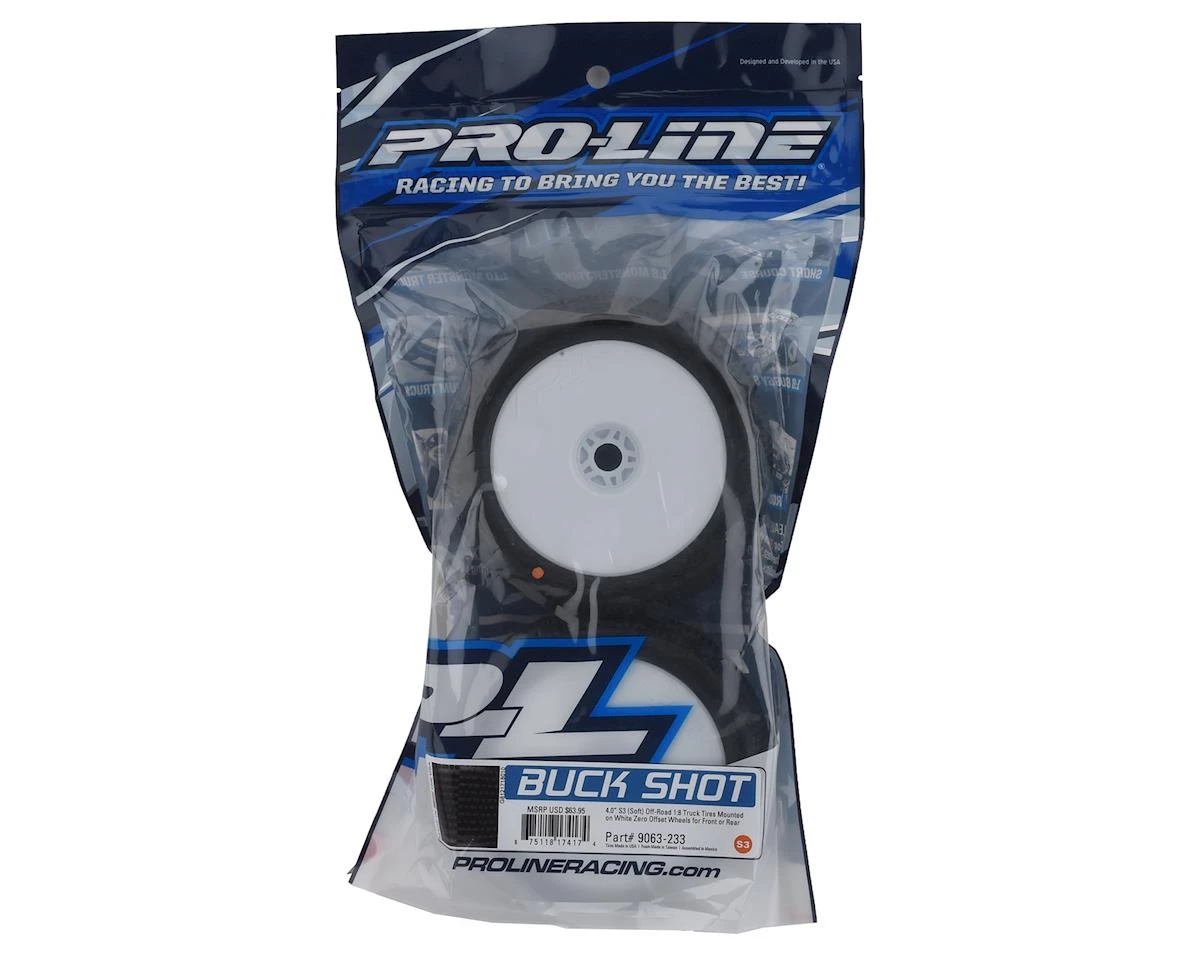 Pro-Line Buck Shot Pre-Mounted VTR 4.0" Standard Offset 1/8 Truck Tires (2) (S3) (White) 3 Pro-Line Buck Shot Pre-Mounted VTR 4.0" Standard Offset 1/8 Truck Tires (2) (S3) (White) - Image 3