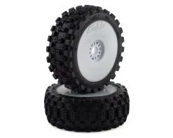 Pro-Line Badlands MX Pre-Mounted 1/8 Buggy Tires (White) (2) (M2) w/Velocity V2 Wheel
