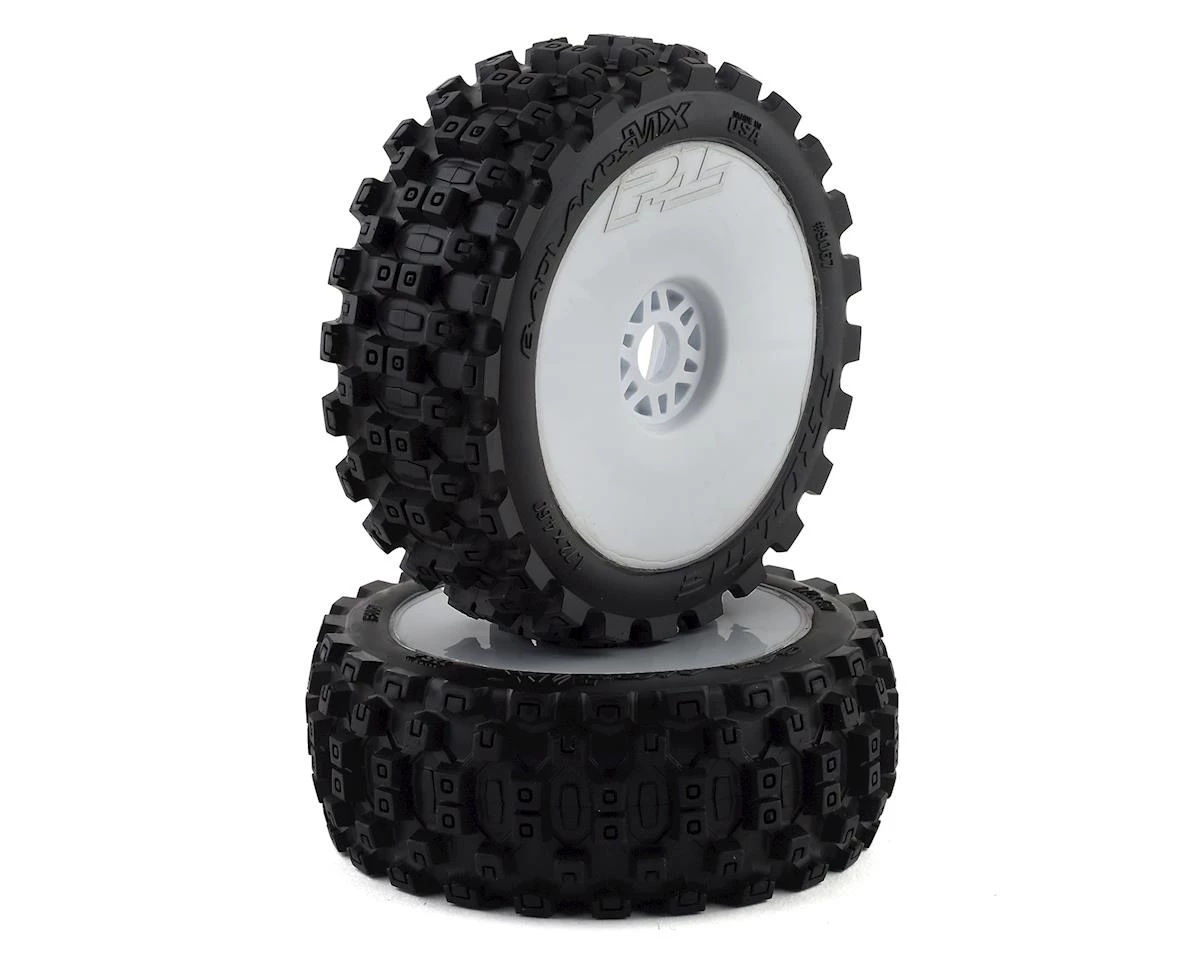 Pro-Line Badlands MX Pre-Mounted 1/8 Buggy Tires (White) (2) (M2) w/Velocity V2 Wheel 1 Pro-Line Badlands MX Pre-Mounted 1/8 Buggy Tires (White) (2) (M2) w/Velocity V2 Wheel