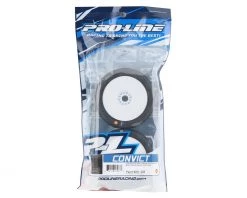 Pro-Line Convict Pre-Mounted 1/8 Buggy Tires (2) (White) (S3) w/Lightweight Wheel -Pro-Line Sales Store pro9071 233 2