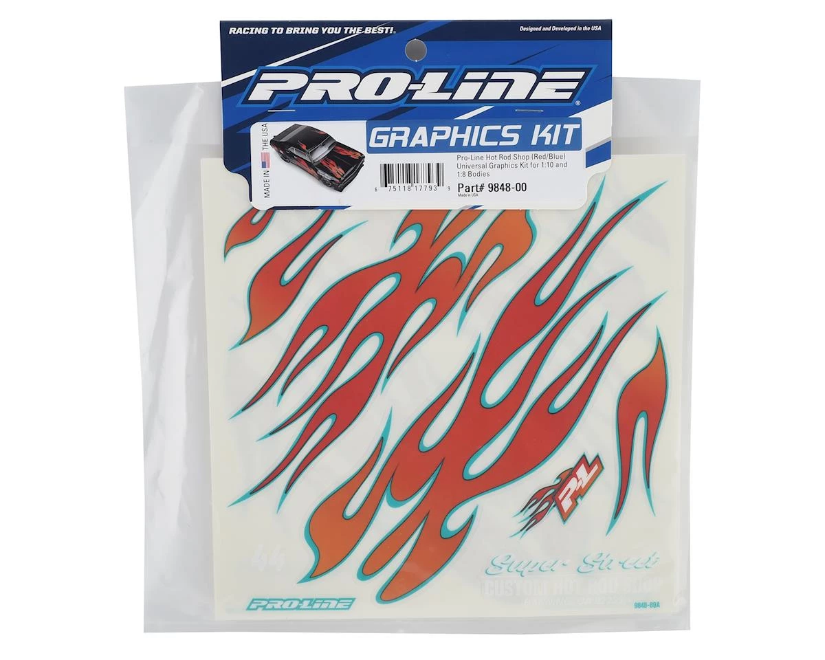 Pro-Line Hot Rod Shop Universal Body Graphics Kit (Red/Blue) 2 Pro-Line Hot Rod Shop Universal Body Graphics Kit (Red/Blue) - Image 2